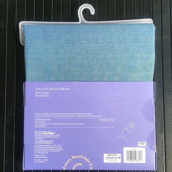 new Wild Sage 72"x72" Maylin Ombre 100% Cotton Shower Curtain in Cool Blues - Picture 6 of 10